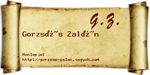 Gorzsás Zalán névjegykártya